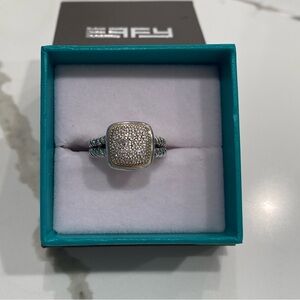 Sterling silver EFFY Ring 18k Gold with pave diamonds. Size 5